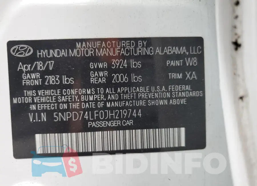 5NPD74LF0JH219744 Photo# 13