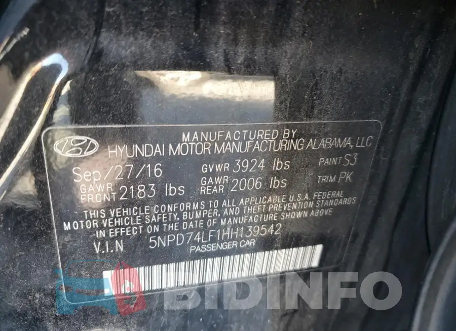 5NPD74LF1HH139542 Photo# 12