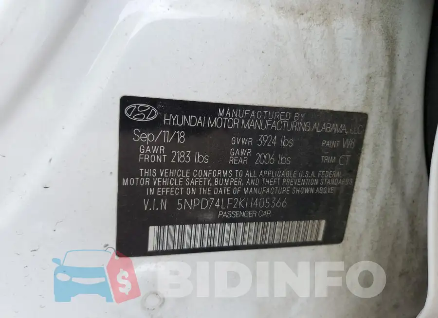 5NPD74LF2KH405366 Photo# 12