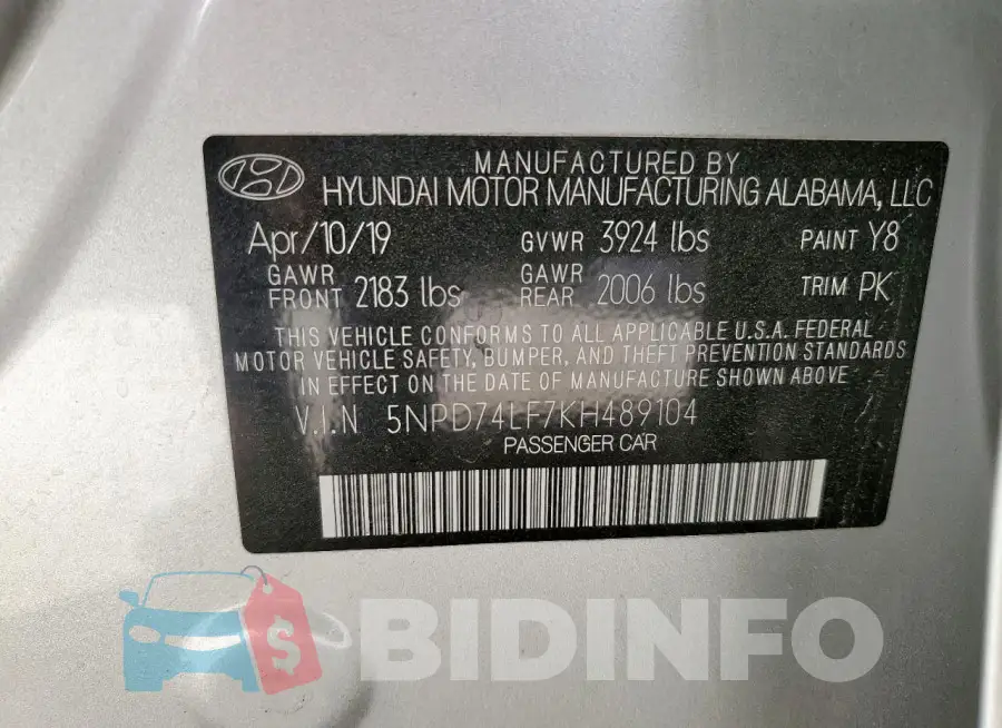 5NPD74LF7KH489104 Photo# 12