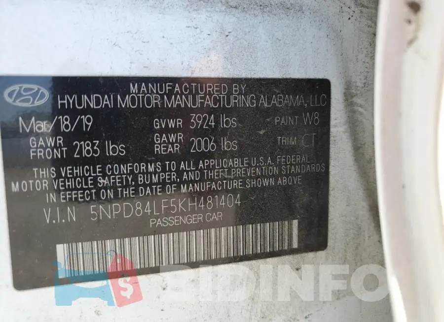 5NPD84LF5KH481404 Photo# 13