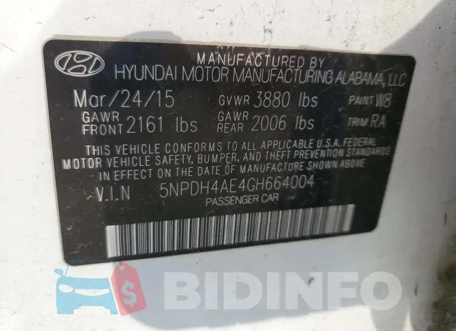 5NPDH4AE4GH664004 Photo# 12