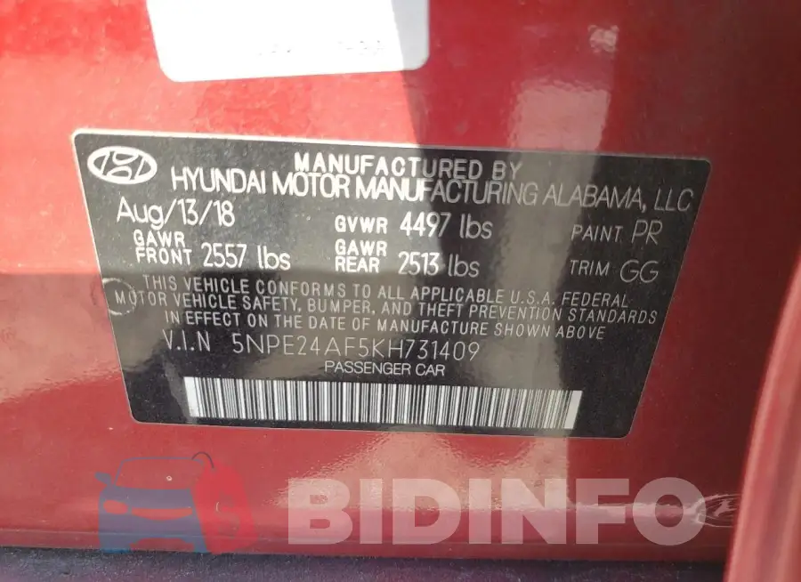 5NPE24AF5KH731409 Photo# 13