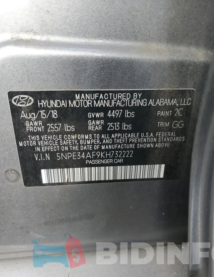 5NPE34AF9KH732222 Photo# 12