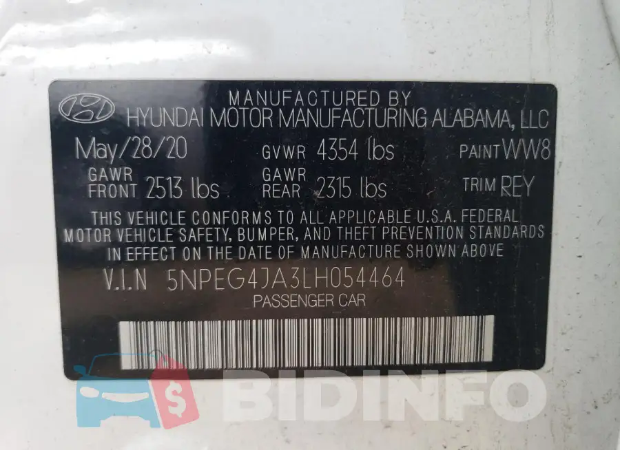 5NPEG4JA3LH054464 Photo# 12
