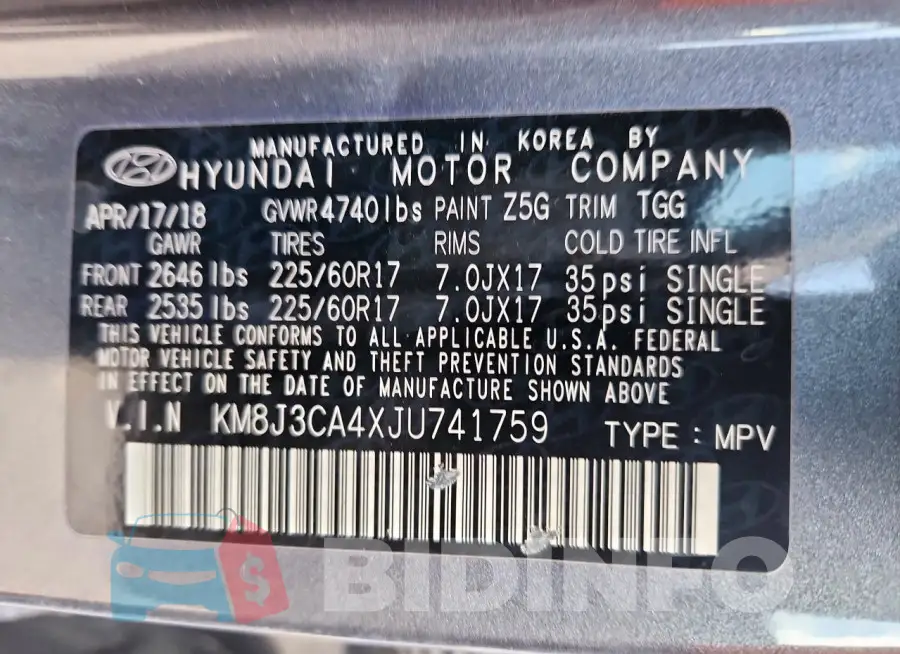 KM8J3CA4XJU741759 Photo# 13