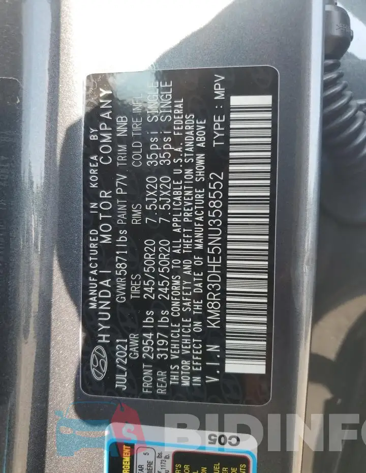 KM8R3DHE5NU358552 Photo# 13