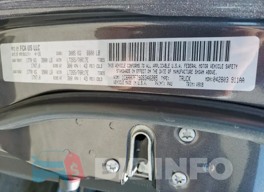 1C6RR7FT9GS346285 Photo# 12