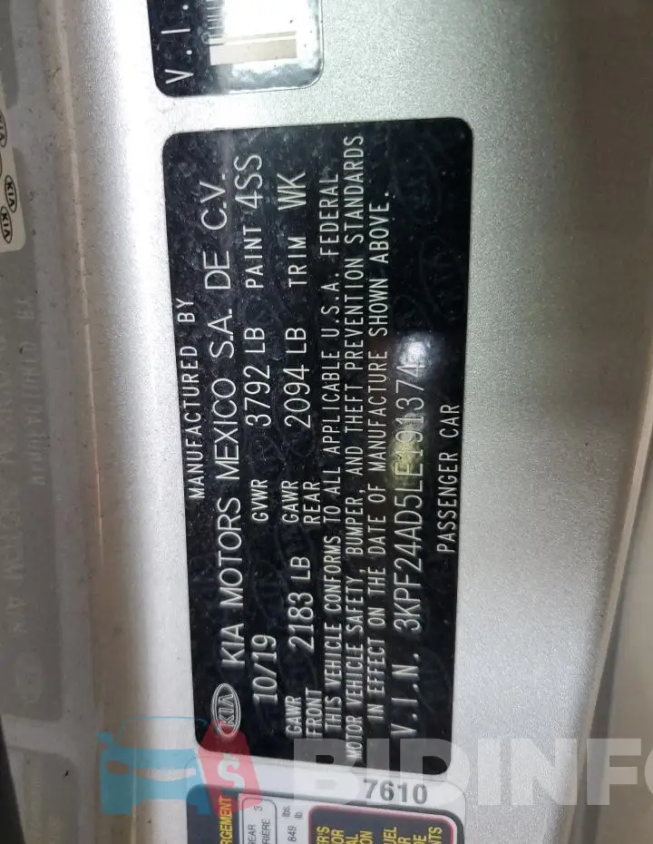 3KPF24AD5LE191374 Photo# 12