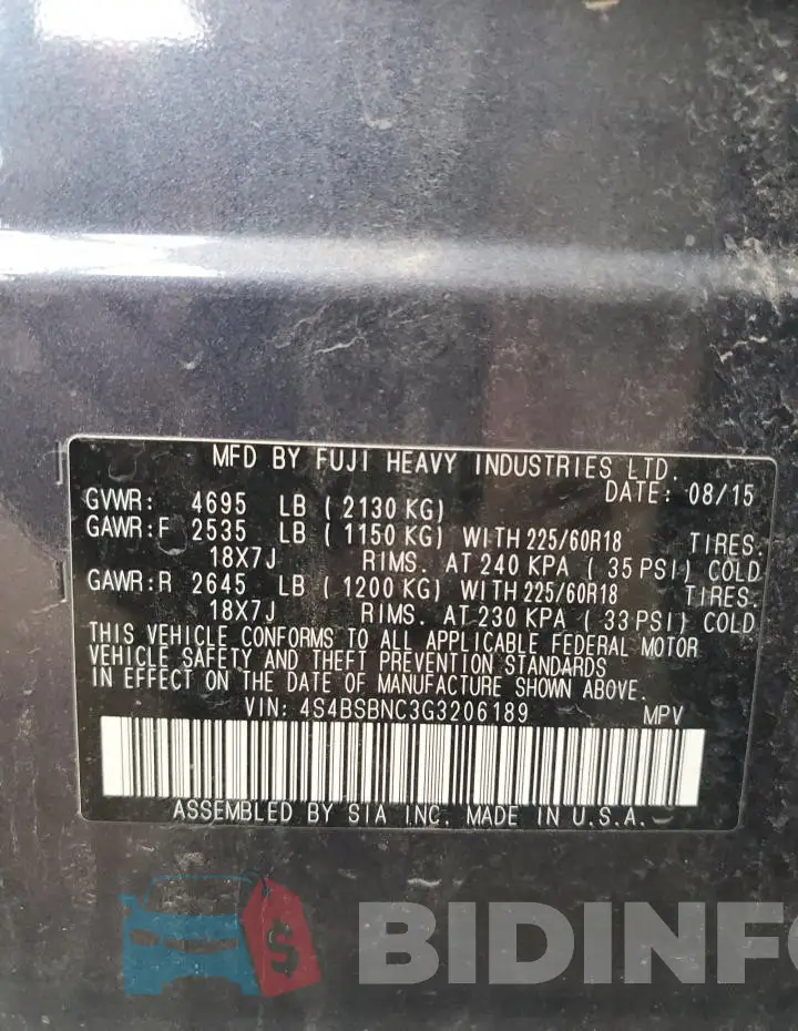 4S4BSBNC3G3206189 Photo# 12