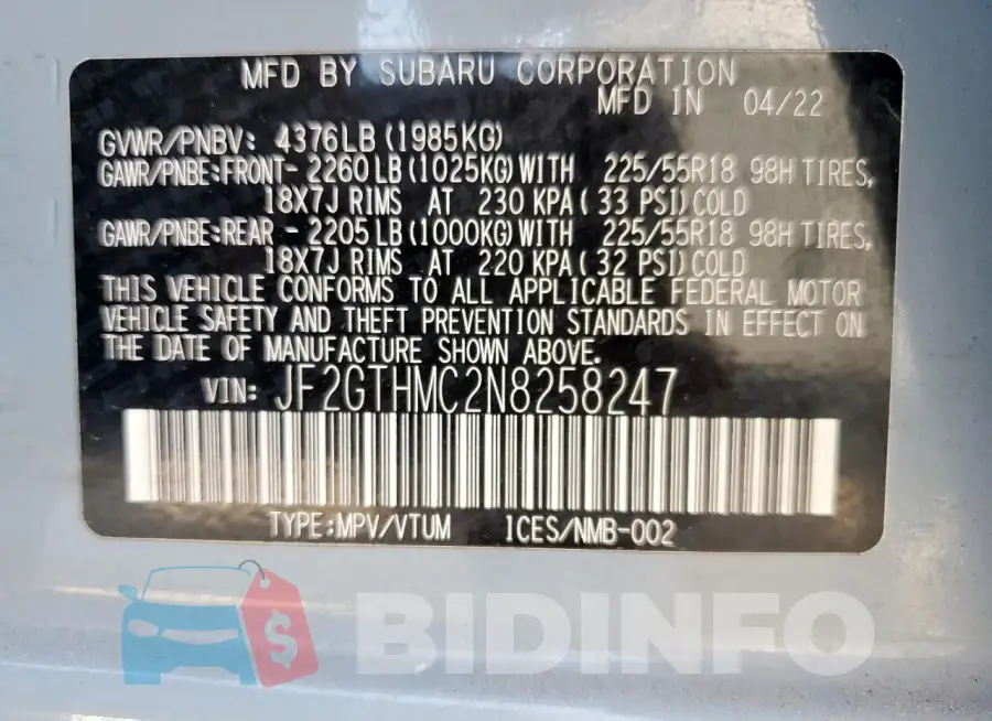 JF2GTHMC2N8258247 Photo# 13