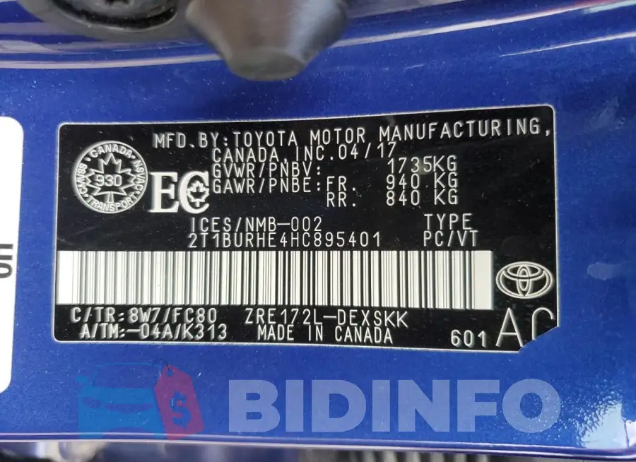 2T1BURHE4HC895401 Photo# 12