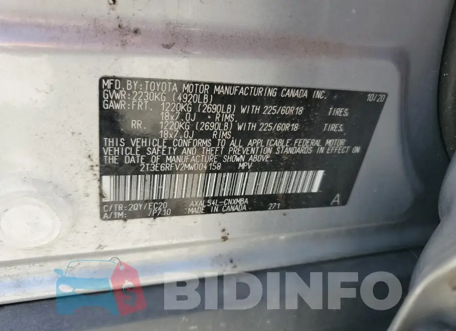 2T3E6RFV2MW004158 Photo# 13
