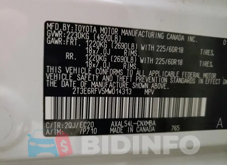 2T3E6RFV5MW014313 Photo# 13