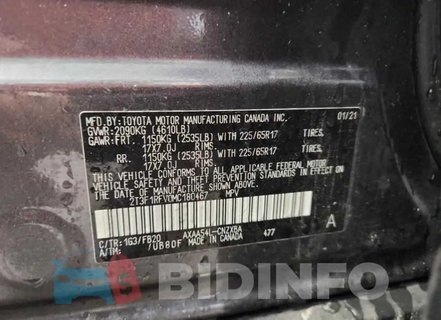 2T3F1RFV0MC180467 Photo# 13