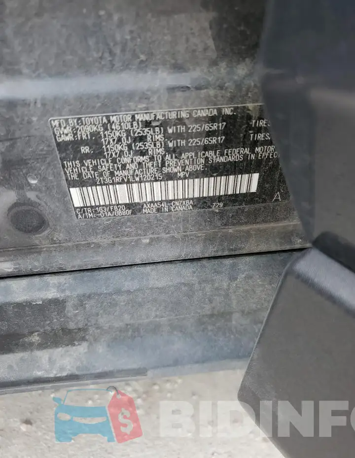 2T3G1RFV1LW120215 Photo# 13