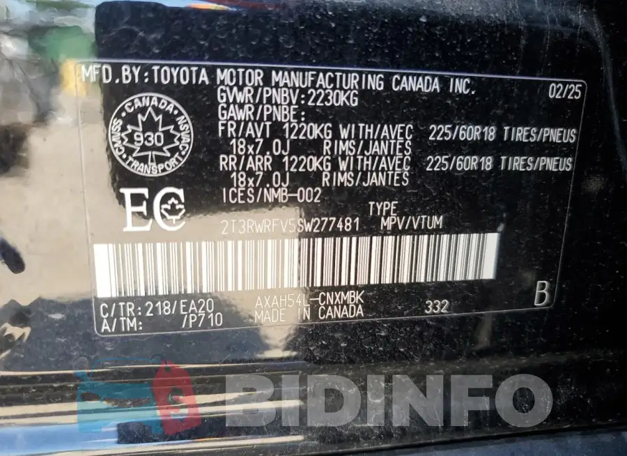 2T3RWRFV5SW277481 Photo# 14
