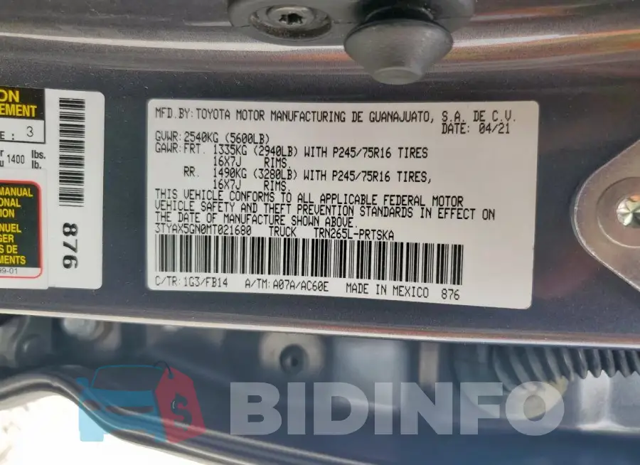 3TYAX5GN0MT021680 Photo# 12