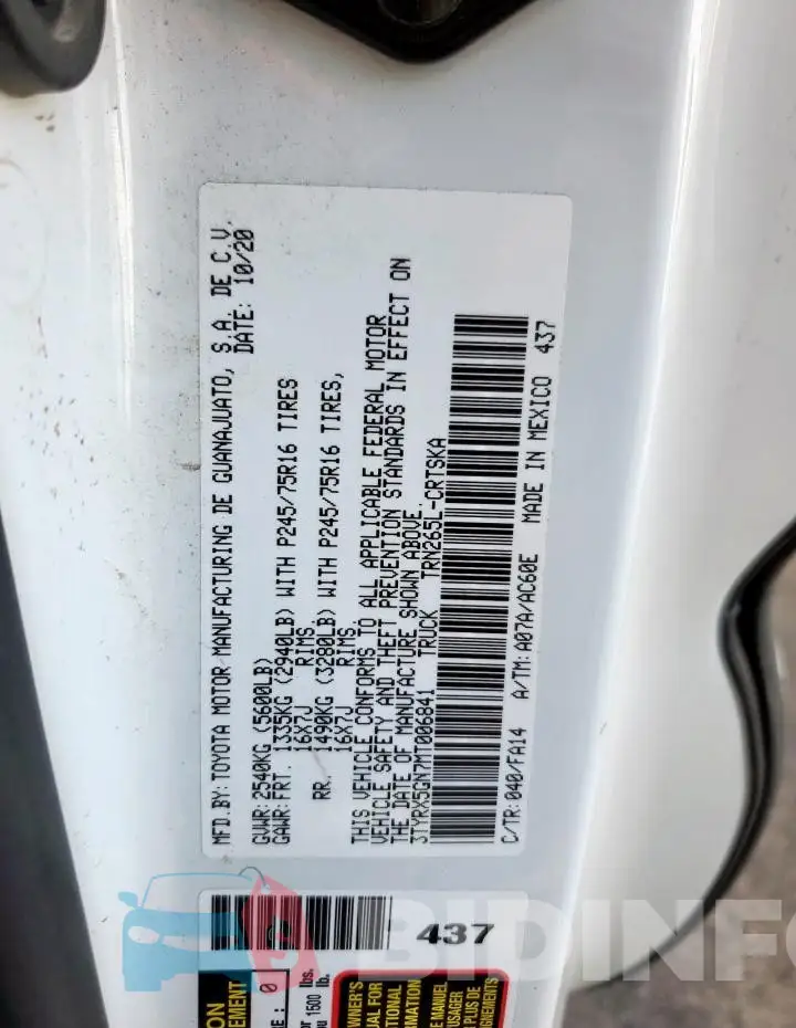 3TYRX5GN7MT006841 Photo# 12