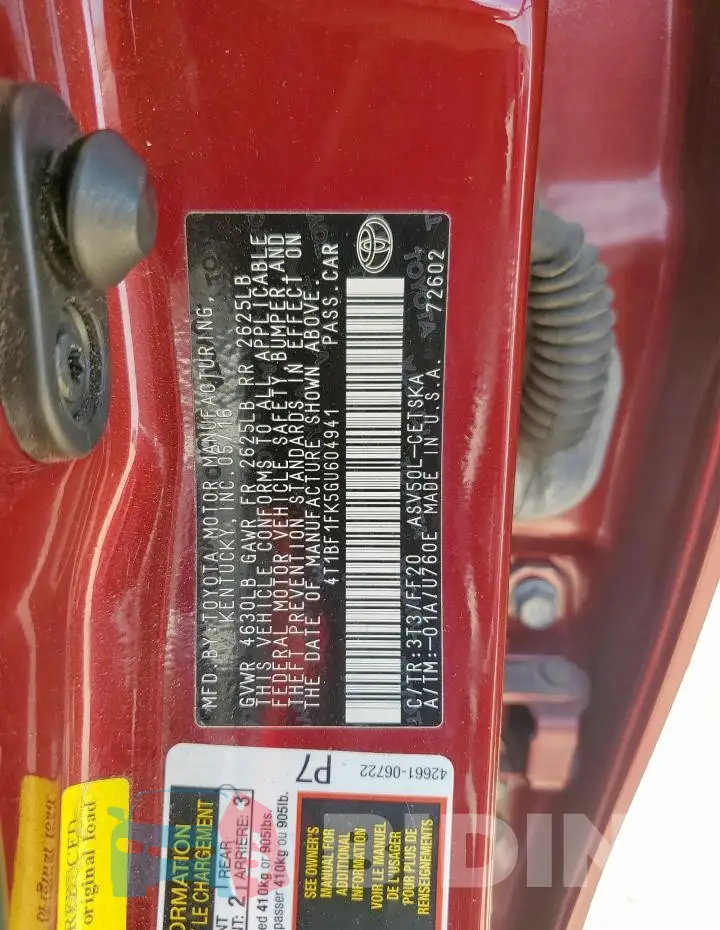 4T1BF1FK5GU604941 Photo# 12