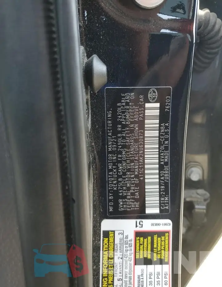 4T1C11AK2NU630873 Photo# 12