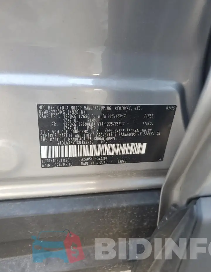 4T3LWRFV1SU183216 Photo# 14