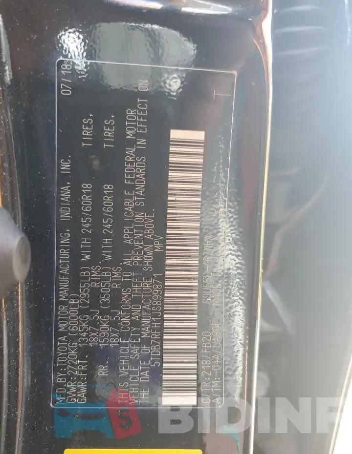 5TDBZRFH1JS899871 Photo# 13