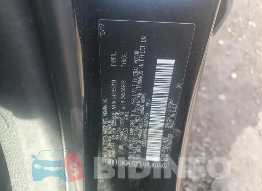 5TDDGRFH8JS037424 Photo# 13