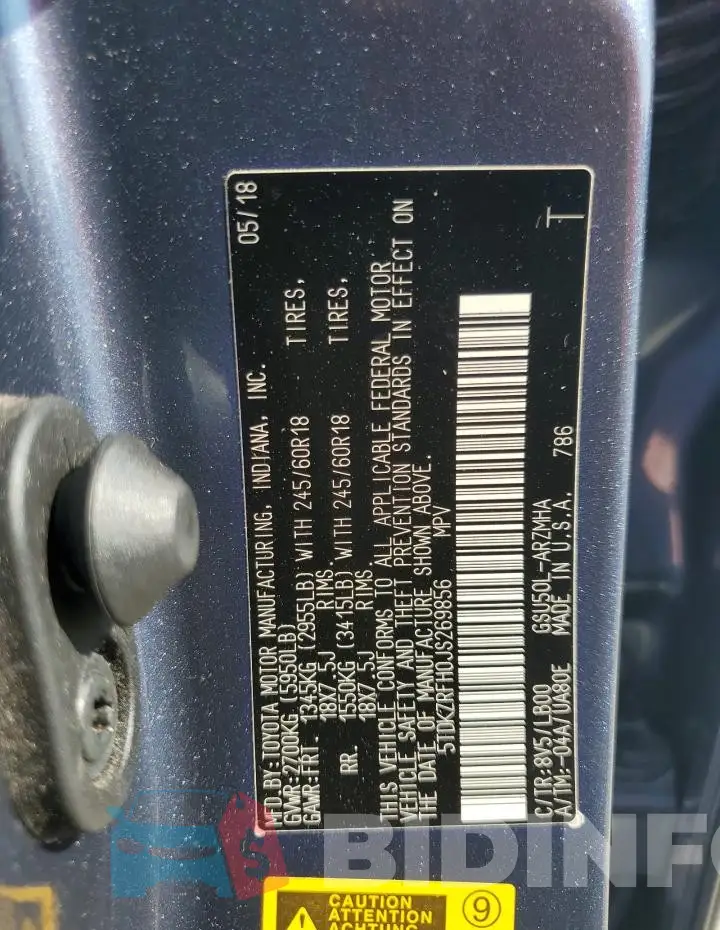 5TDKZRFH0JS269856 Photo# 12