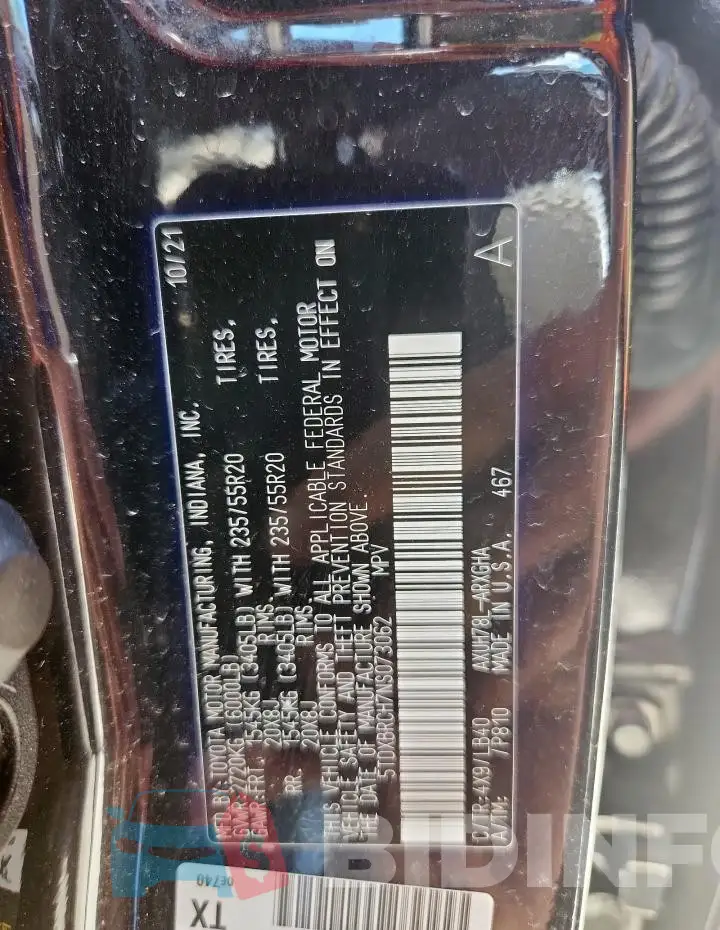 5TDXBRCH7NS073062 Photo# 14