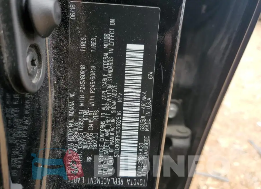 5TDZKRFH1GS162536 Photo# 14