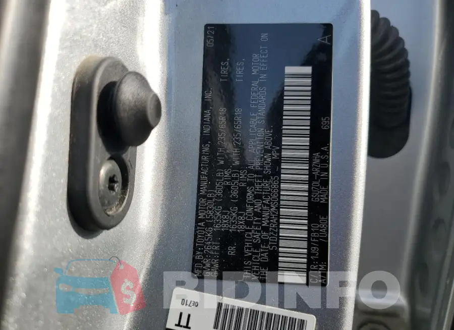 5TDZZRAH2MS066865 Photo# 13