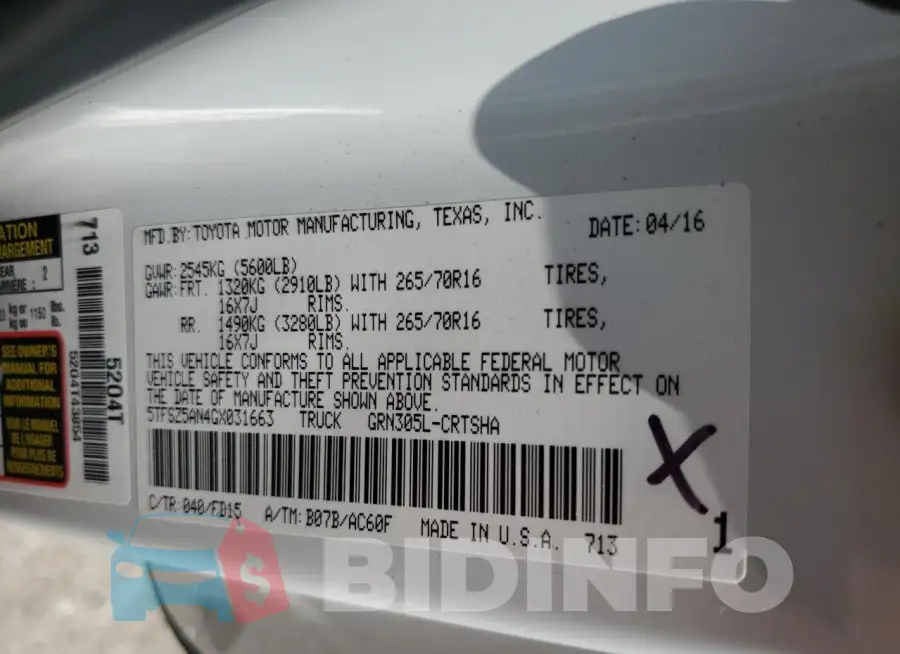 5TFSZ5AN4GX031663 Photo# 12