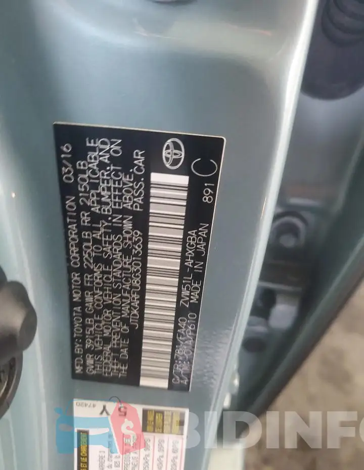 JTDKARFU8G3013639 Photo# 13