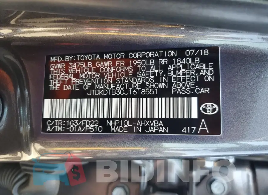 JTDKDTB30J1618551 Photo# 12