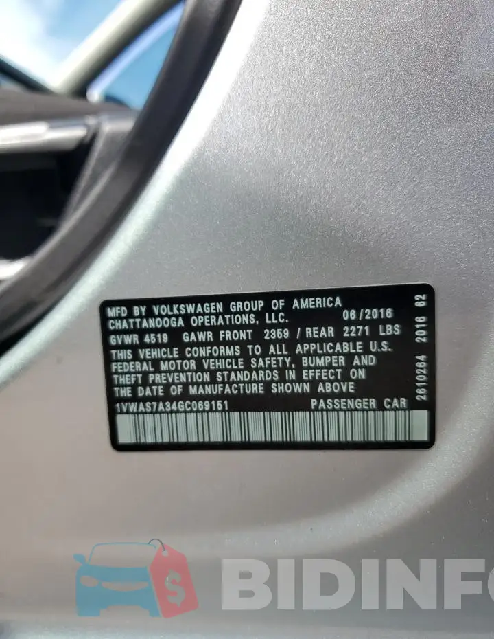 1VWAS7A34GC069151 Photo# 12