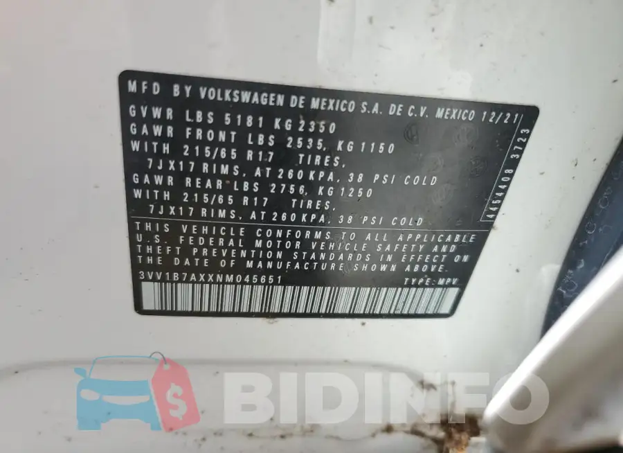 3VV1B7AXXNM045651 Photo# 13
