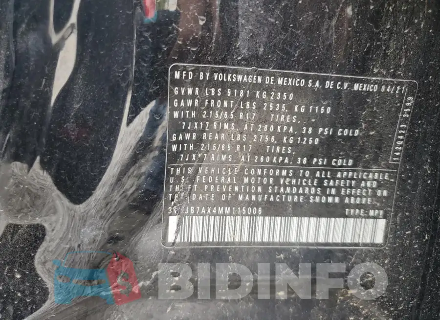 3VV3B7AX4MM115006 Photo# 13