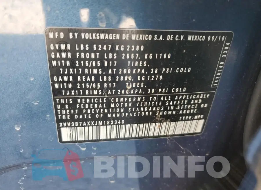 3VV3B7AXXJM183340 Photo# 14