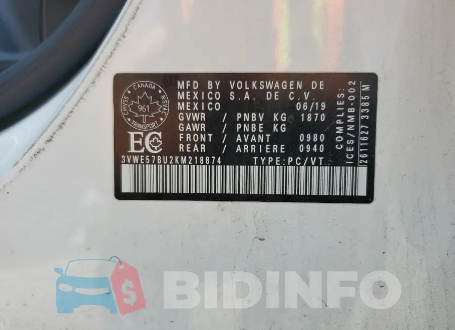 3VWE57BU2KM218874 Photo# 13