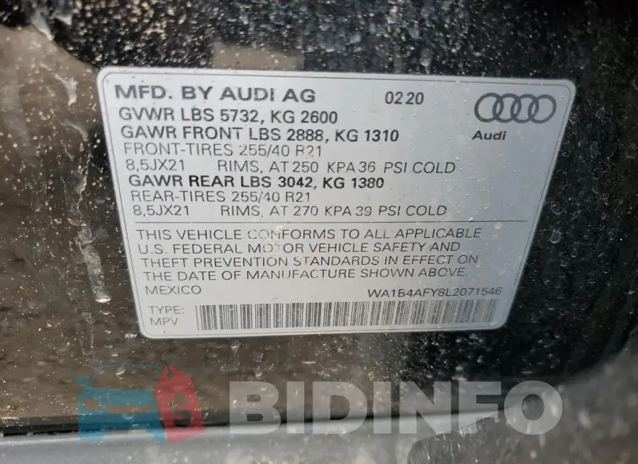 WA1B4AFY8L2071546 Photo# 12