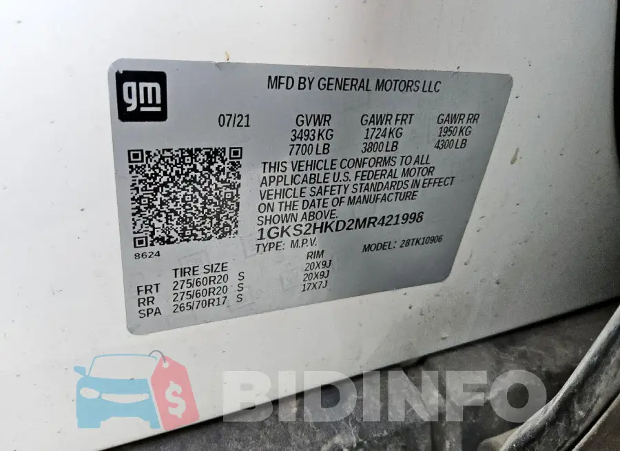1GKS2HKD2MR421998 Photo# 13