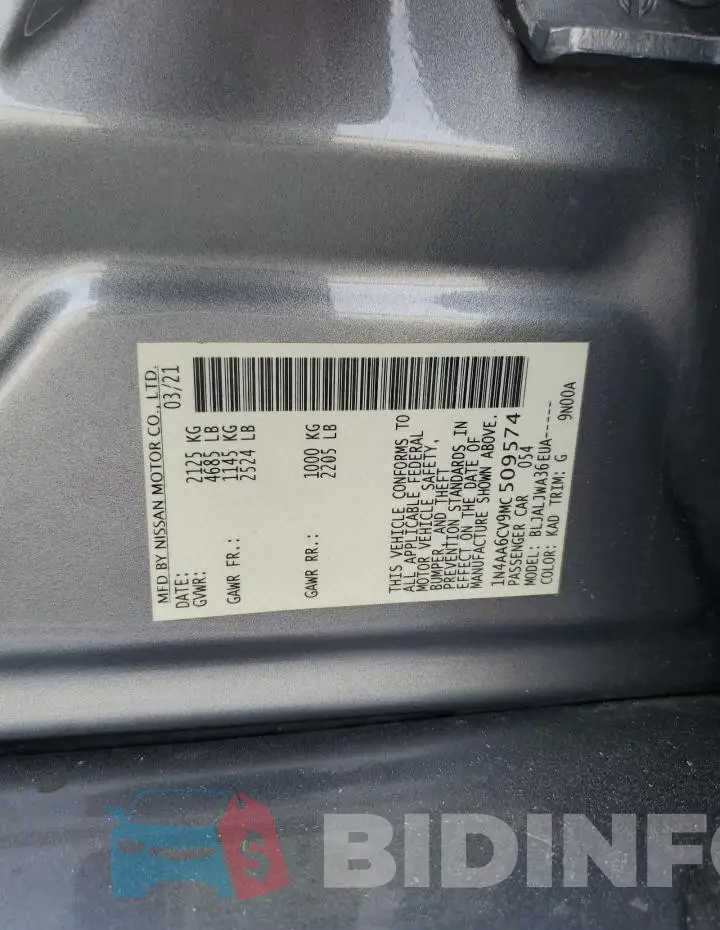 1N4AA6CV9MC509574 Photo# 12
