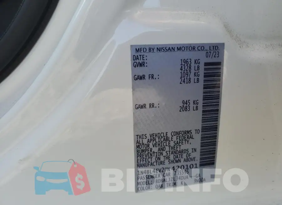 1N4BL4EV2PN420101 Photo# 12