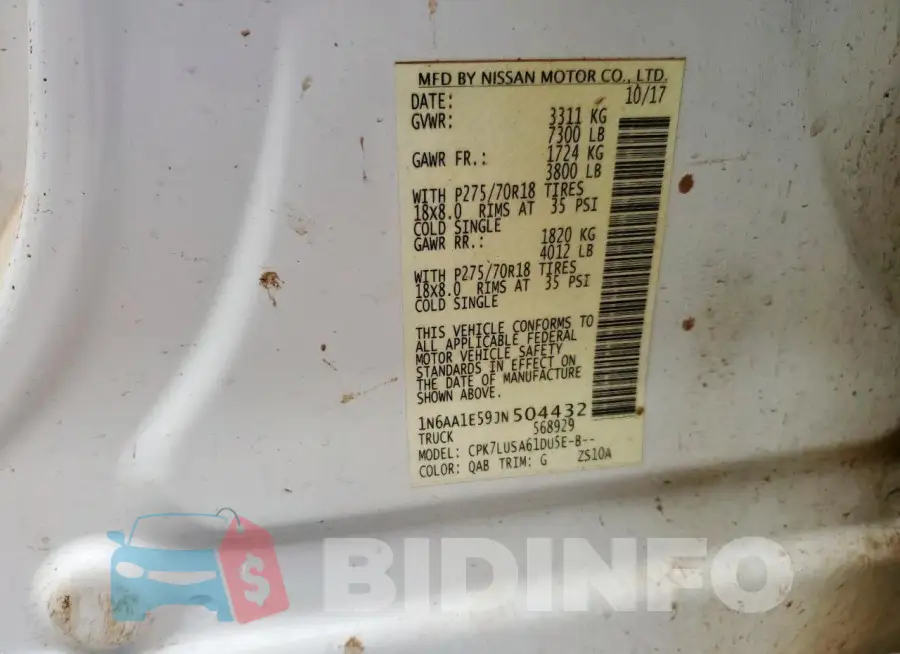 1N6AA1E59JN504432 Photo# 12