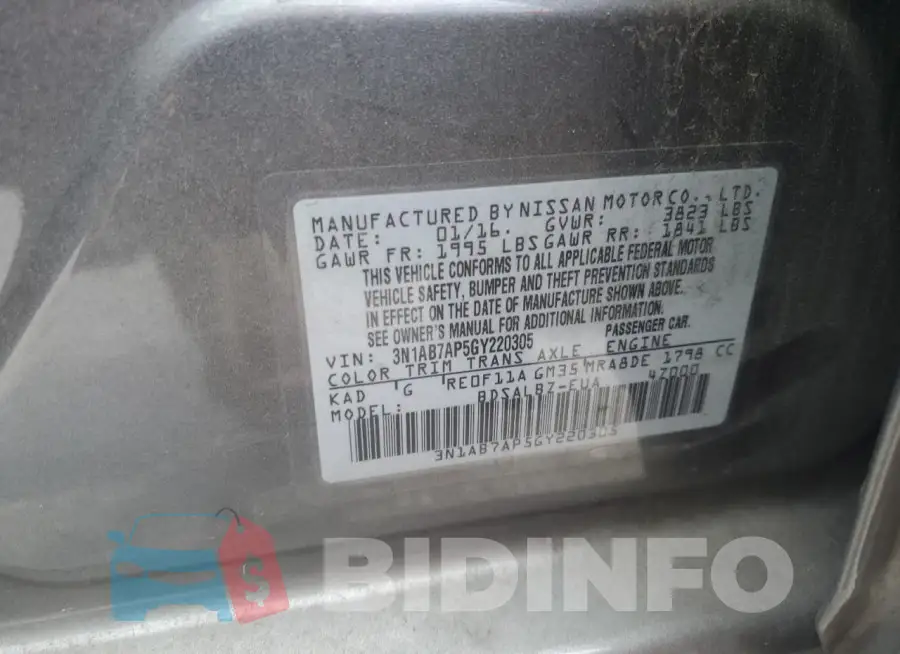 3N1AB7AP5GY220305 Photo# 12