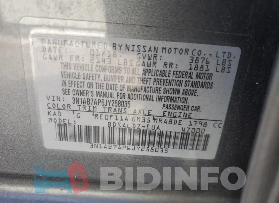 3N1AB7AP6JY258035 Photo# 12