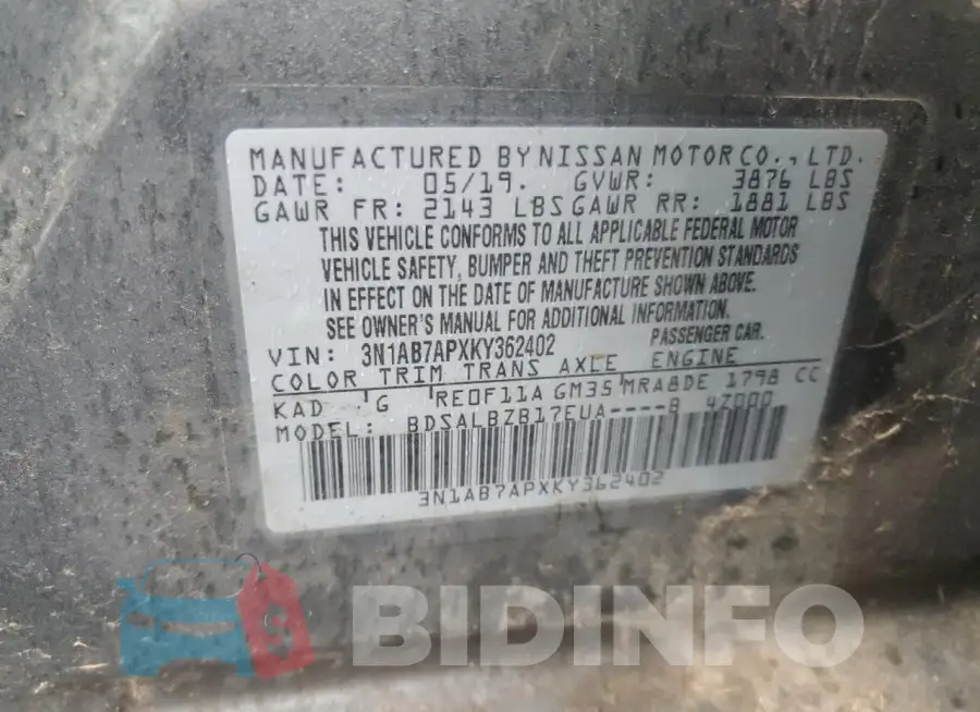 3N1AB7APXKY362402 Photo# 12
