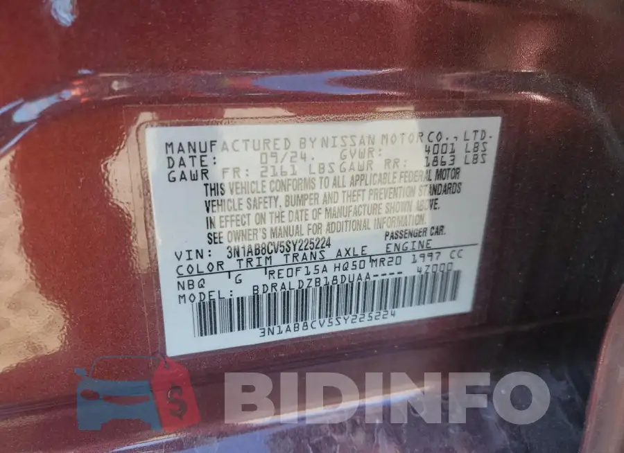 3N1AB8CV5SY225224 Photo# 12