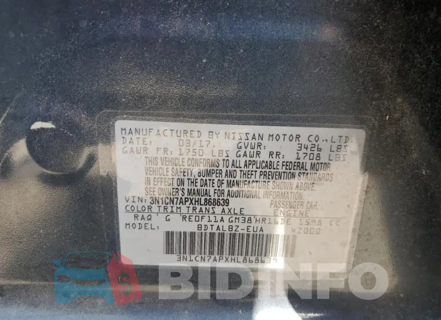 3N1CN7APXHL868639 Photo# 12